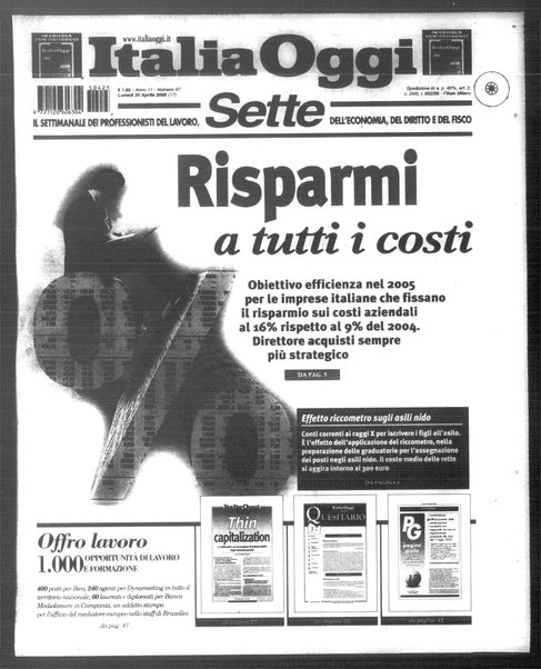 Italia oggi : quotidiano di economia finanza e politica